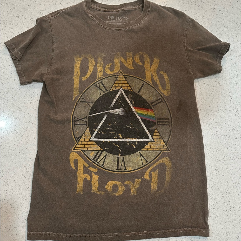 Pink Floyd Brown Short Sleeve Tee with Geometric Design